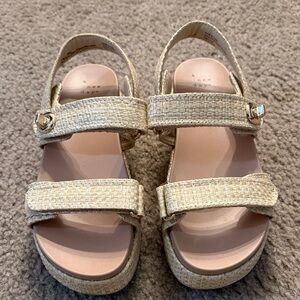 Strappy Woven Platform Sandals in Natural Beige size 7.5